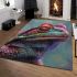 Illustrative colorful frog with fractal skin and glowing eyes area rugs carpet