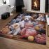 Joyful gathering with furry companions area rugs carpet