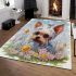 Joyful pup in the meadow area rugs carpet