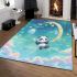 Kawaii anime style panda moon and stars area rugs carpet