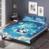 Kawaii anime style panda moon and stars bedding set