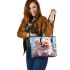 Kawaii cute adorable fluffy furry baby puppy brown beige fur leather tote bag