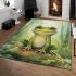 Kawaii cute smiling frog with big eyes sitting on rocks in the jungle area rugs carpet