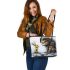 Lion and yellow grinchy smile toothless like leather tote bag