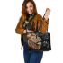 Lions smile with dream catcher leather tote bag