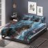 Longhaired british cat in futuristic cybernetic city bedding set