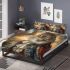 Longhaired british cat in time travel adventures bedding set