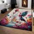 Majestic bird and whimsical balloons in dreamy landscape area rugs carpet