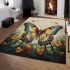 Majestic butterfly in a lush garden area rugs carpet