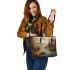 Majestic deer standing gracefully leather totee bag