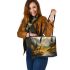 Majestic deer standing gracefully leather totee bag