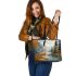 Majestic deer standing gracefully leather totee bag