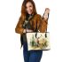 Majestic deer with impressive antlers standing in the forest leather totee bag