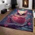 Majestic owl amidst serene blossoms area rugs carpet