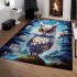 Majestic snowy owl in the enchanted forest area rugs carpet