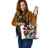 Flowers in the style of marano k electronic music 22 Leather Tote Bag, Totes, Crossbody, Purse: Bag Gift Idea for Girlfriend, Sitter, Birthday, Women ,Daughter, Mama, Ladies