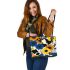 Flowers in the style of marano k electronic music using various shades Leather Tote Bag, Totes, Crossbody, Purse: Bag Gift Idea for Girlfriend, Sitter, Birthday, Women ,Daughter, Mama, Ladies