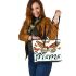 Mnteal orange and brown butterflies mama Leather Tote Bag