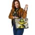 Monkey and yellow grinchy smile toothless like leather tote bag