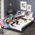 Monkey surfing with electric guitar and headphones bedding set