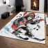 Monkey wearing hat and skiing with electric guitar area rug