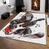 Monkey wearing hat and skiing with electric guitar area rug