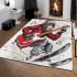 Monkey wearing hat and skiing with electric guitar area rug