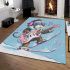 Monkey wearing sunglasses skiing with electric guitar area rug