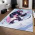 Monkey wearing sunglasses skiing with electric guitar area rug
