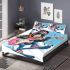 Monkey wearing sunglasses skiing with electric guitar bedding set