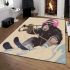 Monkey wearing sunglasses skiing with trumpet area rug