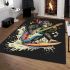 Monkey wearing sunglasses surfing with electric guitar area rug