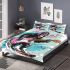 Monkey wearing sunglasses surfing with electric guitar bedding set