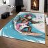 Monkey wearing sunglasses surfing with electric guitar area rug