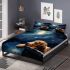 Moonlit serenity a dog's nighttime reflection bedding set