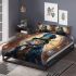 Mysterious cat and grandfather clock bedding set