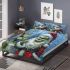 Navy grinchy smile and dancing santaclaus bedding set