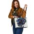 Navy panther and dream catcher leather tote bag