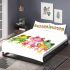 One pink and green frog in the middle bedding set