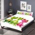 One pink and green frog in the middle bedding set