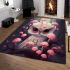 Owl and pink mushrooms area rugs carpet