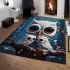 Owl family in moonlit forest area rugs carpet