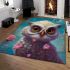 Owl perched over water and flowers area rugs carpet