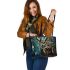 Owl with dream catcher leather tote bag