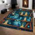 Owls in teal blue and turquoise colors area rugs carpet