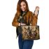 Owls with dream catcher leather tote bag