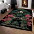 Panda in green samurai armor holding a katana standing area rugs carpet