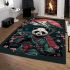 Panda samurai in front of mount fuji area rugs carpet