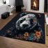 Panda with black and white fur and colorful floral area rugs carpet