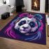 Panda with colorful smoke area rugs carpet